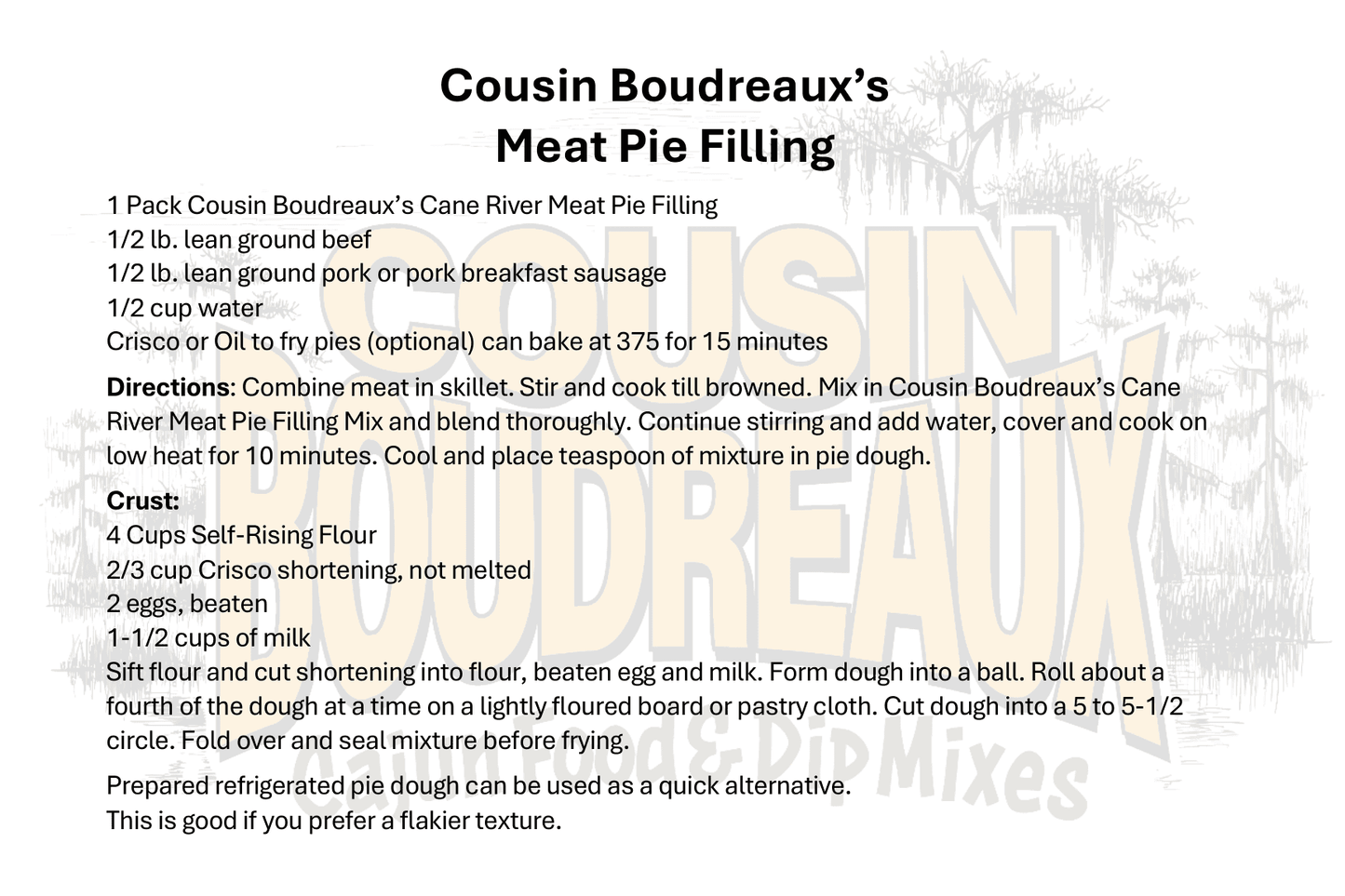 Cousin Boudreaux's Cane River Meat Pie Filling Mix