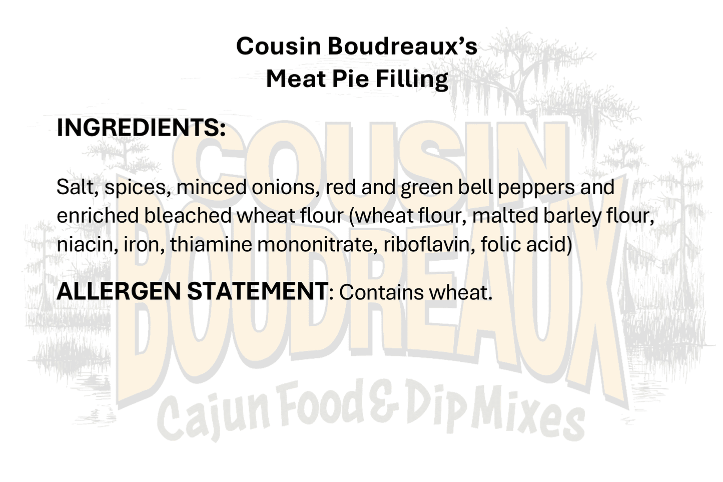 Cousin Boudreaux's Cane River Meat Pie Filling Mix