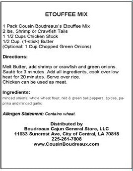 Cousin Boudreaux's Etouffee Mix