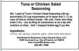 Cousin Boudreaux's Tuna / Chicken Salad Seasoning